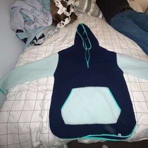 lands end dual blue quarter zip fluff